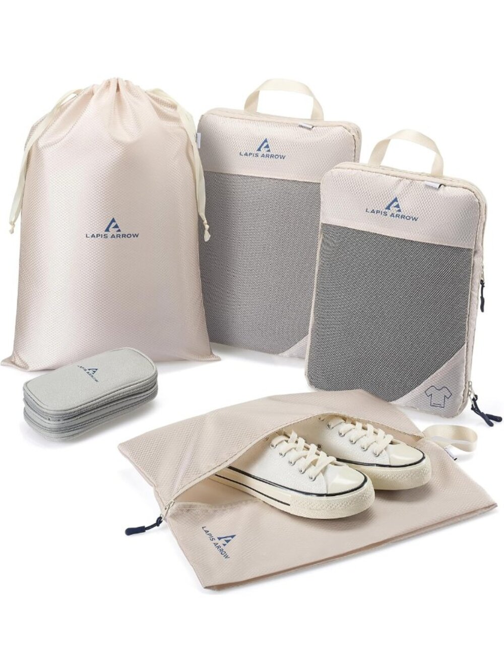 5-Piece Travel Organizer Set - Compression Packing Cubes, Luggage Bags & Shoe